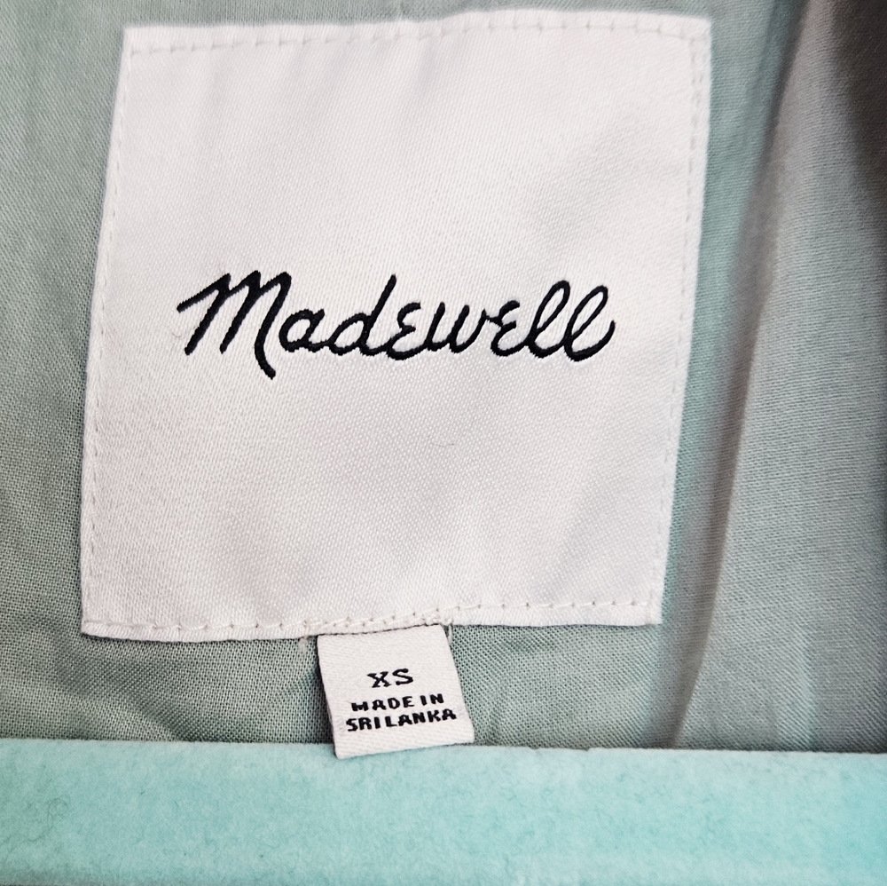 Madewell Linen Blazer Size Xs Green Trellis Larsen One Button Jacket - Picture 5 of 6
